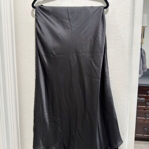 Meshki Black Satin Maxi Skirt